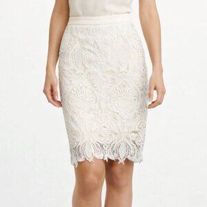 Gracia Cream Lace Pencil Skirt Size M NWT Cottage Core Office Siren